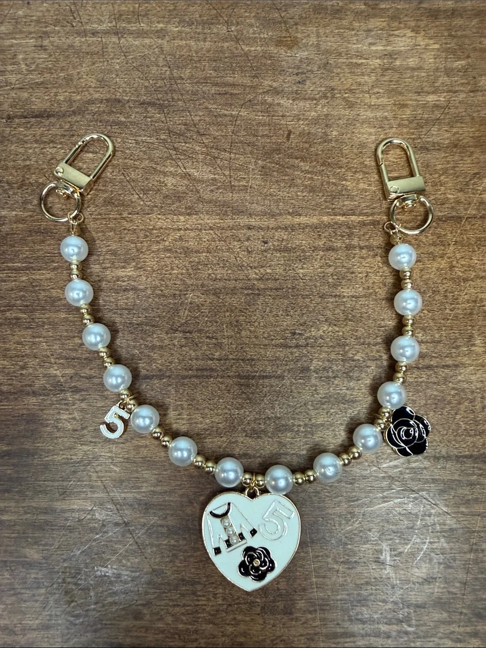 Silver Pearl Bag Charm Strap No. 5